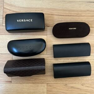 Lot of 6 empty sunglasses cases TOM FORD VERSACE GUCCI (2) Prada (2)